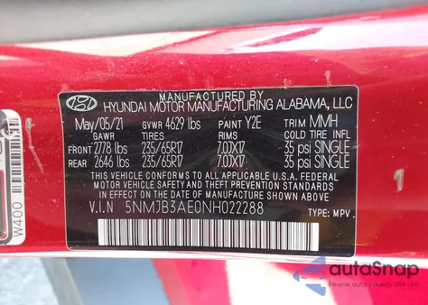 2022 Hyundai Tucson Sel from USA, damaged, VIN 5NMJB3AE0NH022288